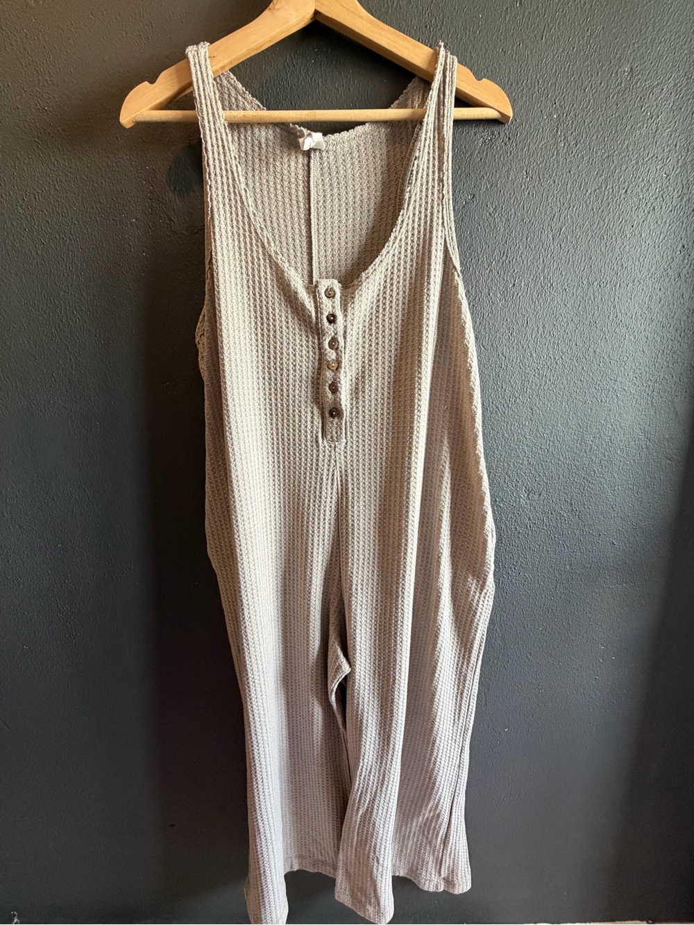 FLAWLESS Waffle-Knit Sleeveless Jumpsuit in Light Taupe